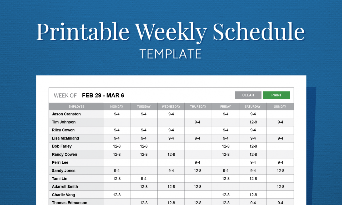 printable work schedule maker