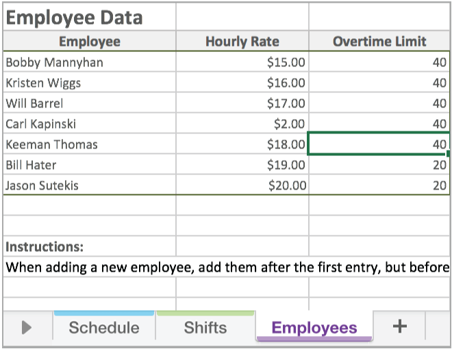 excel scheduling template employees